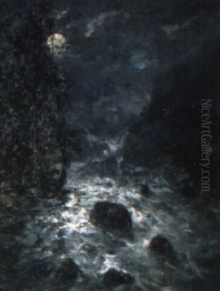 A Moonlit River Landscape - view 1