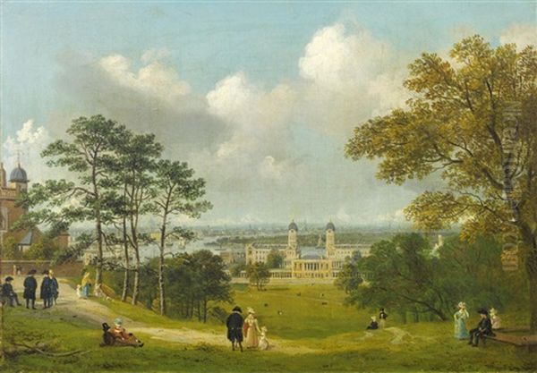 A View Of London From The Greenwich Observatory With Figures In The Foreground - view 1