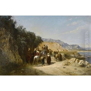 Arabische Reiter An Felsiger Kuste by Honore Boze
