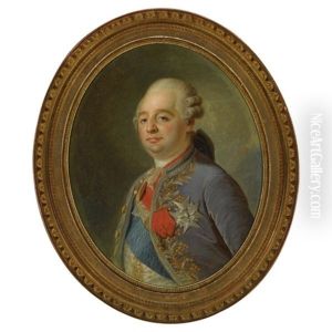 Portrait Of Louis Xvi, King Of France, Wearing A Blue And Gold Embroidered Velvet Coat, The Insignia Of The Order Of The Holy Spirit And Its Blue Sash, The So-called Cordon Bleu