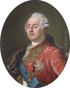 King Louis Xvi Of France Wearing The Order Of The Golden Fleece, The Order Of Saint Esprit And The Order Of Saint Louis, With An Embroidered Drape Over His Right Shoulder
