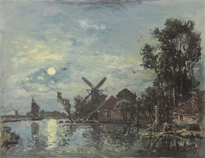 Effet De Lune Sur L'estuaire, Hollande by Johan Henri Braakensiek