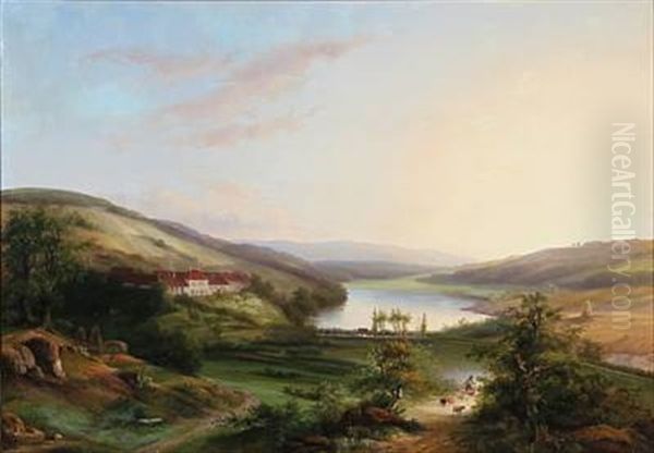 Summer Day With An Estate Near A Lake - view 1