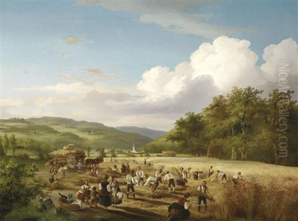Getreideernte In Einem Tal Bei Stuttgart - view 1