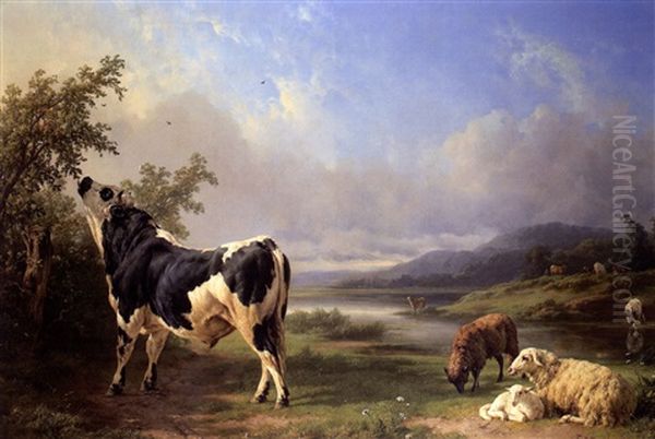 Le Repos Du Troupeau Dans Un Paysage - view 1