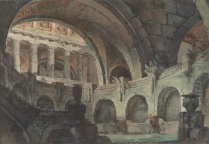 Architekturcapriccio: Antike Interieurs Mit Gewolben, Stiegen Und Saulenformationen (2 Works)