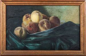 Peches Sur Une Draperie by Jose Maria Bracho Murillo