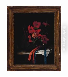 Still Life With Mandolin, Castagnets And Vase Of Hibiscus Flowers by Jose Maria Bracho Murillo