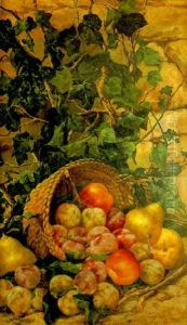 Bodegon Con Cesto De Frutas by Jose Maria Bracho Murillo