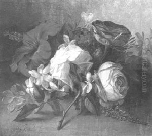 Roses, Lilies And Blossom On A Ledge