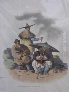 A Group Of Chinese Men Habited For Rainy Weather by William Alexander