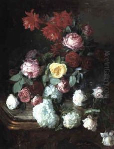 Still Life With Flowers On A Marble Table