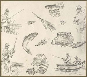 'freshwater Fishingsketches, A Signed Print, 33cm X 27cm. 20-30 by William Walker Alexander