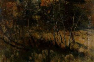 Wald Mit Jungen Birken In Der Herbstsonne by Eugen Felix Prosper Bracht