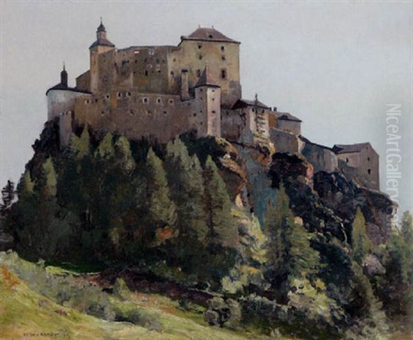 Schloss Tarasp Von Der Wiese Aus - view 1
