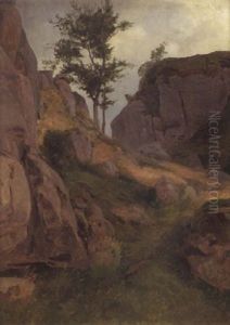 Pfad Durch Eine Felspartie Im Riesengebirge by Eugen Felix Prosper Bracht