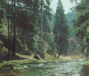 Waldtal Am Abend by Eugen Felix Prosper Bracht