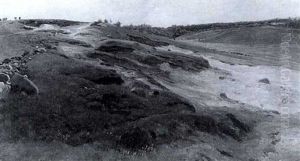 Karge Hugellandschaft Mit Sanddunen... by Eugen Felix Prosper Bracht