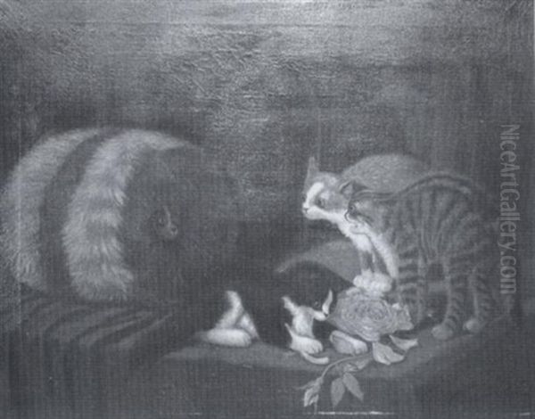 Depiction Of Four Kittens On A Table Top - view 1