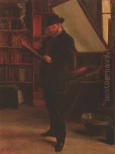 Portrait De Felix Bracquemond Dans Son Atelier by Marie Bracquemond