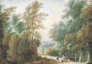 A Wooded Landscape With Travellers Ambushed By Brigands On A Track
