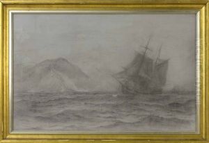 Ship At Sail Off A Rocky Coast by William Bradford