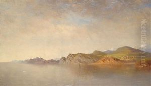 Rocky Shoreline Under A Cloudy Sky by William Bradford