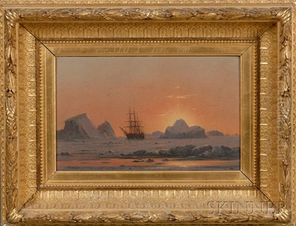 Arctic Sunset With The Ice Bound Panther - view 1