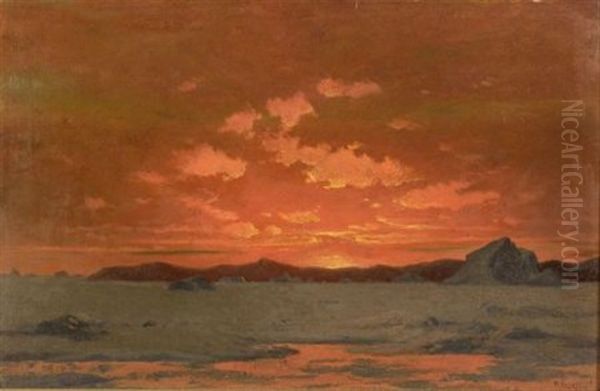 Arctic Ice Field Under The Midnight Sun (sketch) - view 1