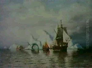 Among The Icebergs, Coast In Labrador by William Bradford