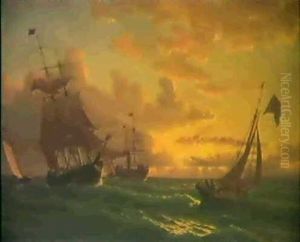 Shipping In Rough Waters by William Bradford