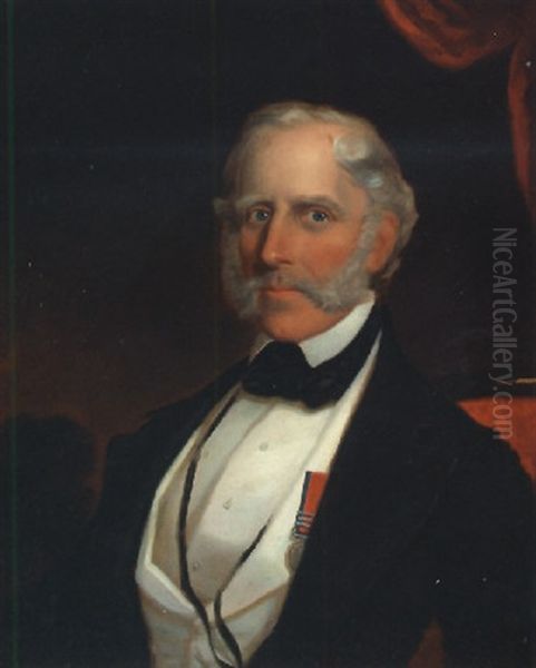 Portrait Of A Gentleman In A Black Jacket With The Military General Service Medal (1847) With Three Clasps - view 1