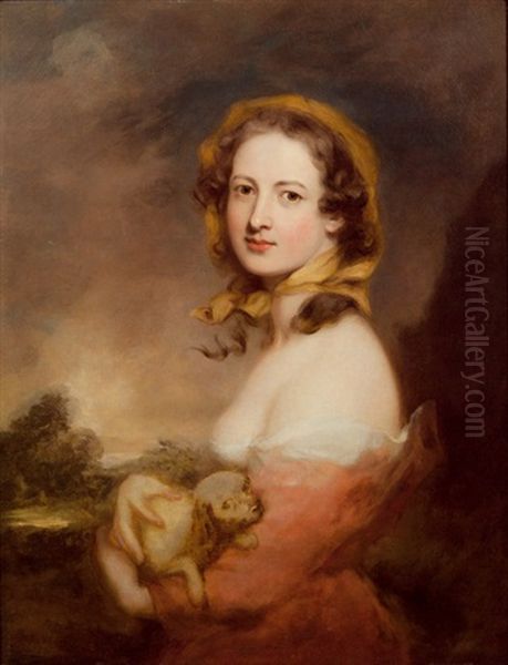 Portrait Einer Jungen Dame Mit Hundchen - view 1