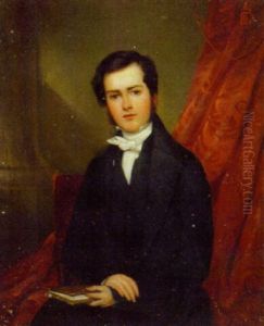 Portrait Of Richard Collinson, Seated Small Three-quarter-length, In Black Suit, Holding A Book