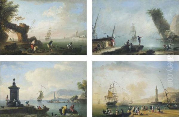 Vernet A Mediterranean Coastal Harbour With Fishermen Bringing In Their Nets - view 1