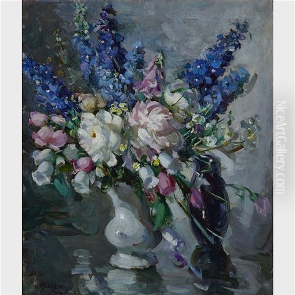 Still Life With Delphiniums And Peonies - view 1