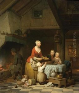 Mutter Mit Kindern In Der Kuche by Ferdinand de Braekeleer