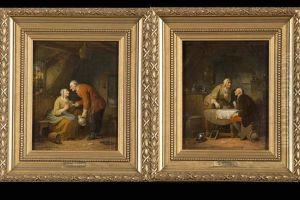 La Dispute Et La Reconciliation (pair) by Ferdinand de Braekeleer