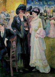 Trois Elegantes Au Cafe