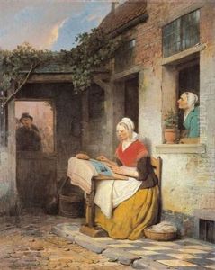 De Kantklosster - La Dentelliere by Ferdinand de Braekeleer