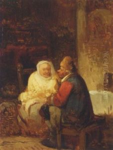 A Couple In An Interior by Ferdinand de Braekeleer