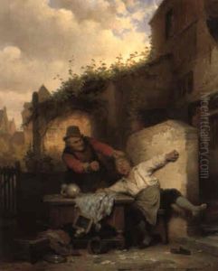 Ruzie Bij De Herberg 'in Het Hanen Gevegt' by Ferdinand de Braekeleer