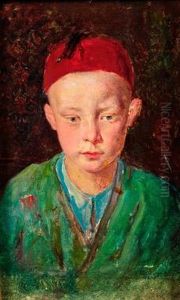 Brustbildnis Eines Knaben Mit Rotemfez by Nikolai Alexandrowitsch Jaroschenko