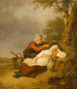 Der Dieb Und Die Schlafende Junge Frau by Ferdinand de Braekeleer the Younger