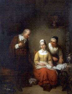 A Seamstress Chastised By Her Parents by Ferdinand de Braekeleer the Younger
