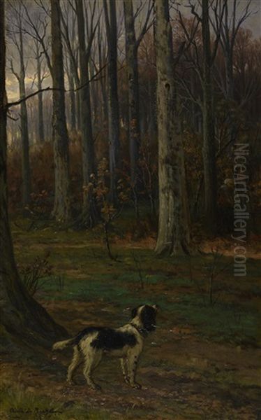 Sous-bois Avec Chien Et Ramasseuse De Fagots - view 1