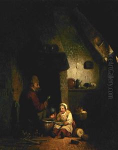 Bauer Mit Kind In Der Kuche by Adrien Ferdinand de Braekeleer