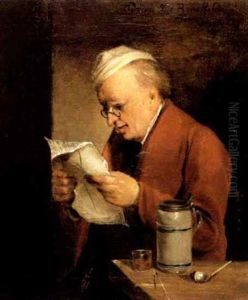 Lesender Mann by Adrien Ferdinand de Braekeleer