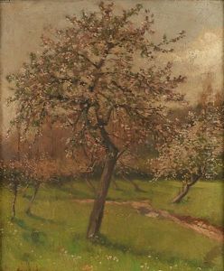 Le Verger En Fleurs by Henri de Braekeleer