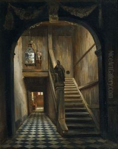 Vestibule De La Maison Du Peintre (?) by Henri de Braekeleer
